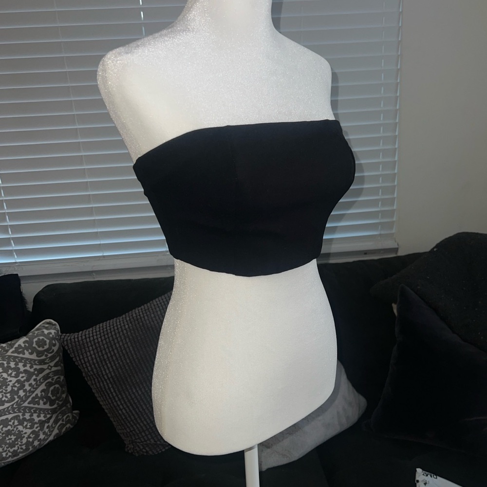 Lulu's Black Strapless Crop Top - Picture 7 of 10